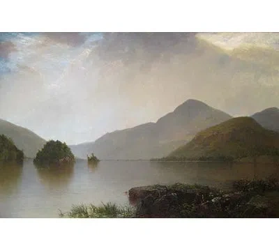Buyenlarge 'lake George Landscape' By John Frederick Kensett Painting Print In Gray