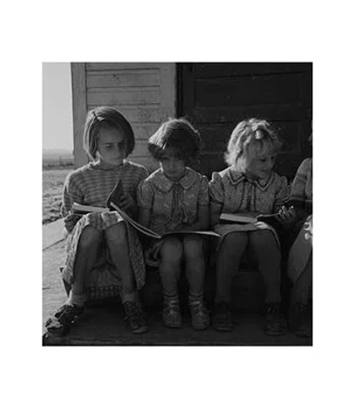 Buyenlarge Little Girls Read Their Lessons - Unframed Photographic Print In Black;gray