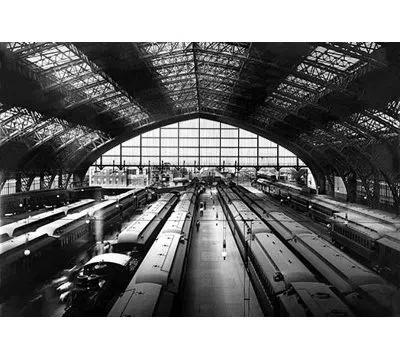 Buyenlarge 'looking Out The Reading Railroad Shedhouse, Philadelphia, Pa' Photographic Print In Black;white