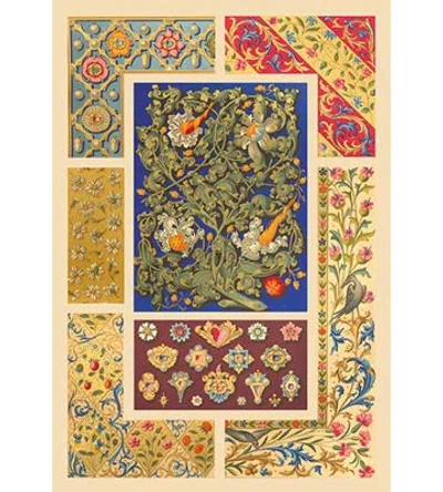 Buyenlarge 'medieval Design With Flowers' By Auguste Racinet Graphic Art In Brown;green;red