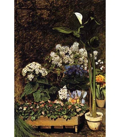 Buyenlarge 'mixed Spring Flowers' By Pierre-august Renoir Painting Print In Black;brown;green