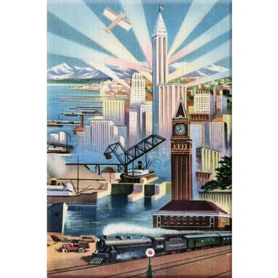 Buyenlarge Modern Deco Empire Vintage Advertisement On Wrapped Canvas In Blue;brown;beige