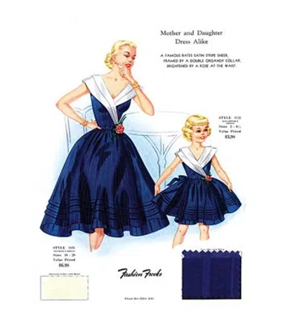 Buyenlarge 'mother And Daughter Dress Alike' By Fashion Frocks Vintage Advertisement In Blue;black;yellow