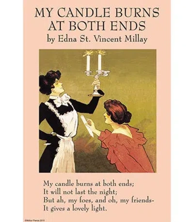 Buyenlarge 'my Candle Burn At Both Ends' By Edna St. Vincent Millay Vintage Advertisement In Black;red;beige