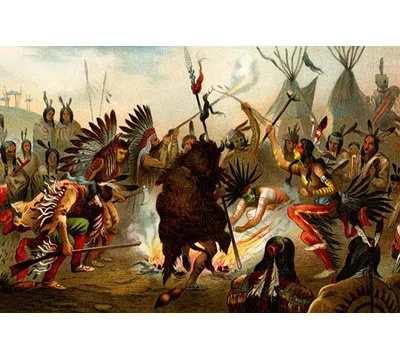 Buyenlarge 'native American Sioux Dance' By F.w. Kuhnert Graphic Art In Black;brown;red