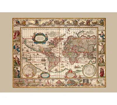 Buyenlarge 'nova Totius Terrarum Orbis' By Willem Blaeu Graphic Art In Beige