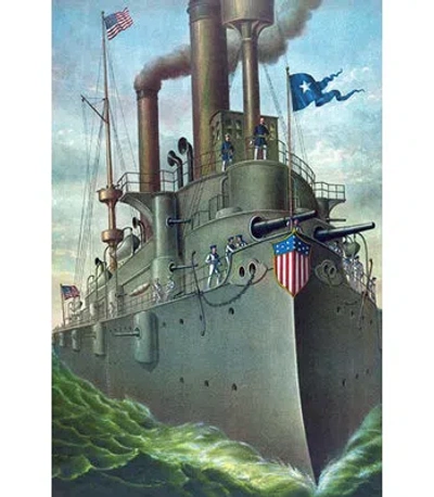 Buyenlarge Olympia Steel - Pittsburgh - Rear Admiral Dewey's Flagship "olympia" By Kurz - Graphic Art Print In Blue;green