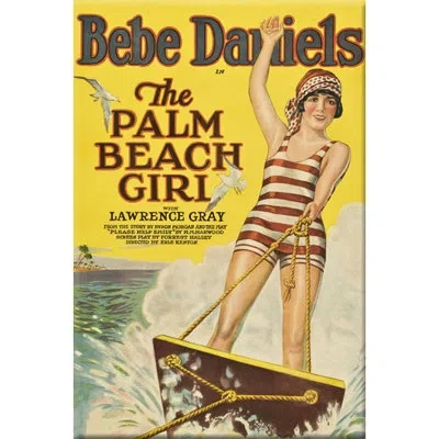 Buyenlarge Palm Beach Girl Vintage Advertisement On Wrapped Canvas In Beige;yellow
