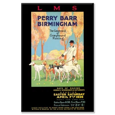 Buyenlarge Perry Barr, Birmingham - Greyhound Racing Vintage Advertisement On Wrapped Canvas In Blue;green;beige