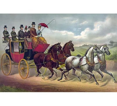 Buyenlarge 'philadelphia Coach Works' By Currier & Ives Graphic Art In Brown;green;yellow