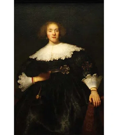 Buyenlarge Portrait Of A Seated Woman With Pendant By Rembrandt Van Rijn - Print In Black;white