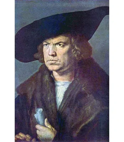 Buyenlarge 'portrait Of An Unknown' By Albrecht Durer Painting Print In Brown;gray