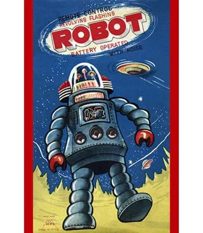 Buyenlarge 'remote Control Revolving Flashing Robot' Vintage Advertisement In Blue;yellow;orange
