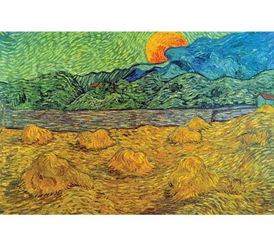 Buyenlarge 'rising Moon' By Vincent Van Gogh Painting Print In Blue;green;orange
