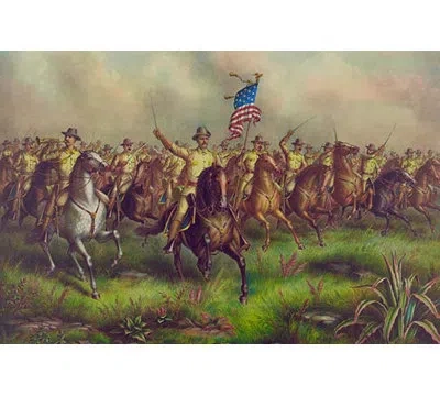 Buyenlarge 'rough-riders Col. Theodore Roosevelt' Painting Print In Brown;green