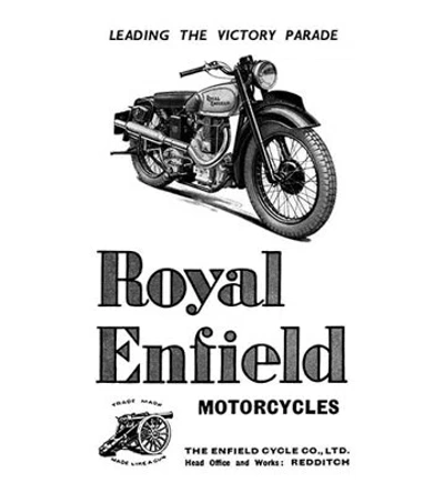 Buyenlarge Royal Enfield Motorcycles: Leading The Victory Parade Vintage Advertisement In Black;white