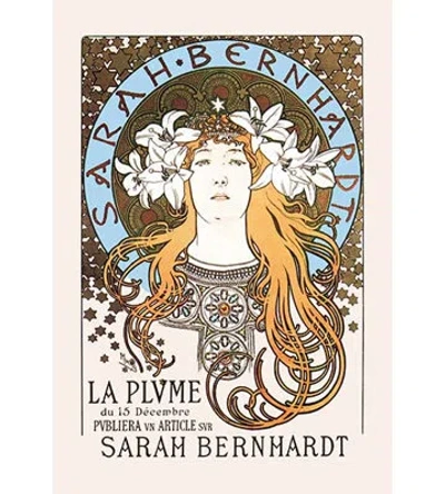 Buyenlarge 'sarah Bernhardt' By Alphonse Mucha Vintage Advertisement In Brown;orange