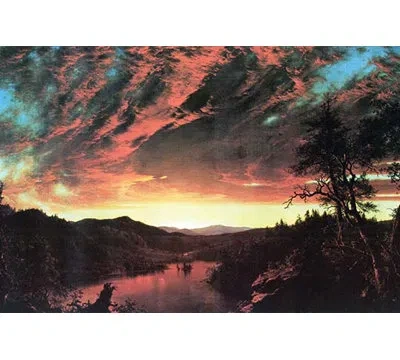 Buyenlarge 'secluded Landscape In The Sunset' By Frederic Edwin Church Painting Print In Brown;red;yellow