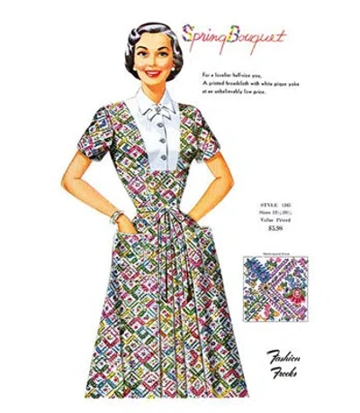 Buyenlarge 'spring Bouquet' By Fashion Frocks Vintage Advertisement In Black;green;pink