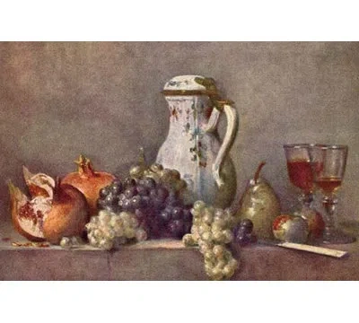 Buyenlarge 'still Life With A Porcelain Jug' By Jean Chardin Painting Print In Brown