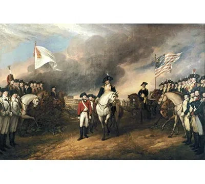 Buyenlarge Surrender Of General Cornwallis By John Trumbull - Unframed Print In Blue;gray