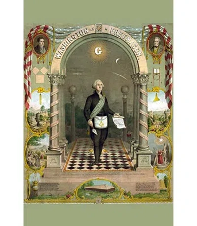 Buyenlarge 'symbols Masonic Washington As A Master Mason' By Duval Painting Print In Black;green