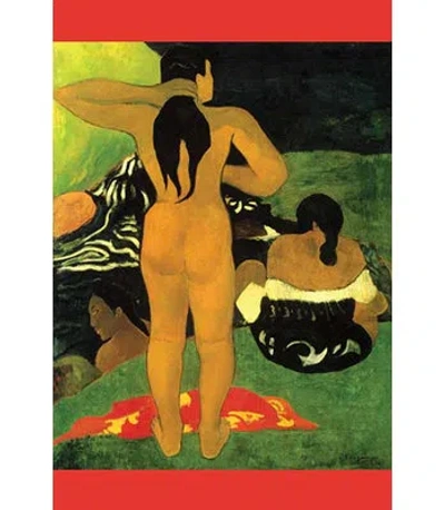 Buyenlarge Tahitians On Beach By Paul Gauguin - Print In Green;red;yellow