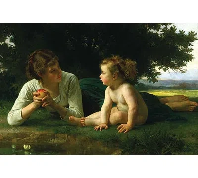 Buyenlarge 'temptation' By Bouguereau Graphic Art In Green