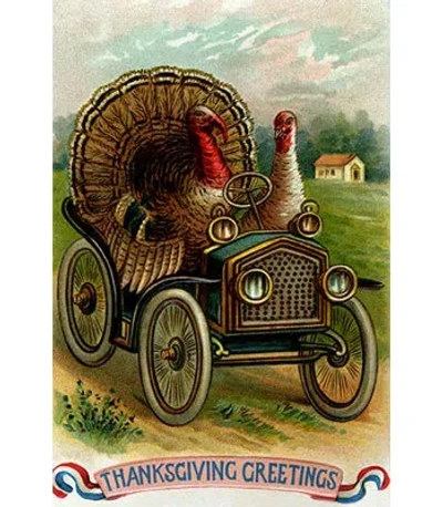 Buyenlarge 'thanksgiving Greetings A Quick Getaway' Graphic Art In Brown;green;beige
