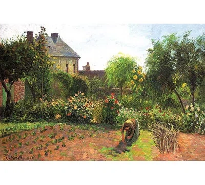 Buyenlarge 'the Artist Garden At Eragny' By Camille Pissarro Painting Print In Green;orange