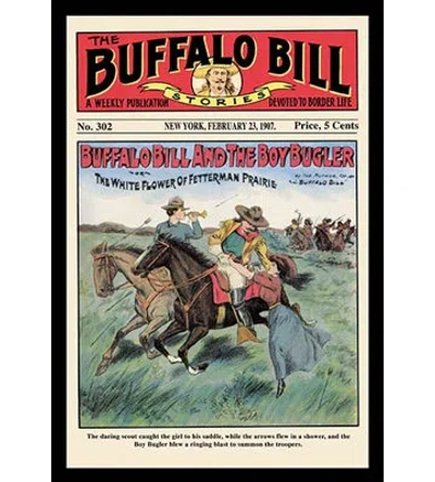 Buyenlarge 'the Buffalo Bill Stories: Buffalo Bill And The Boy Bugler' Vintage Advertisement In Brown;green;gray