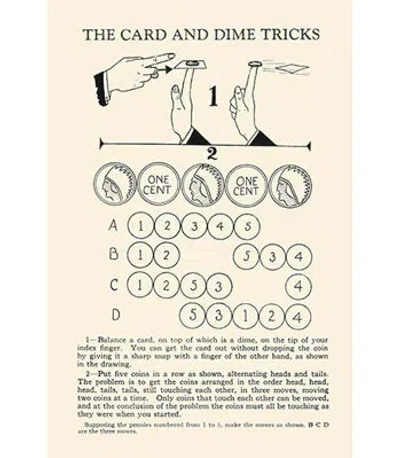Buyenlarge 'the Card And Dime Tricks' By Harry Houdini Vintage Advertisement In Black;beige