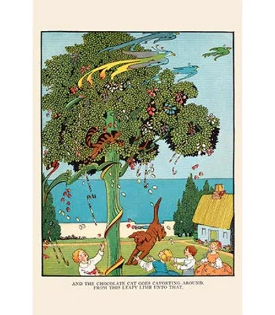 Buyenlarge 'the Cat Goes Cavorting' By Eugene Field Graphic Art In Brown;green;yellow