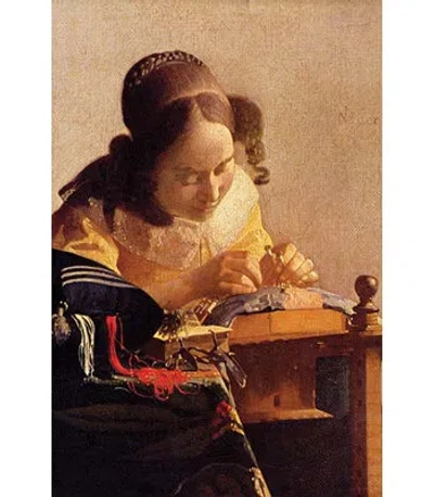 Buyenlarge The Lace Maker By Johannes Vermeer - Print In Black;brown;yellow