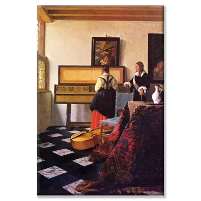 Buyenlarge The Music Lesson By Johannes Vermeer Painting Print On Wrapped Canvas In Black;brown;red