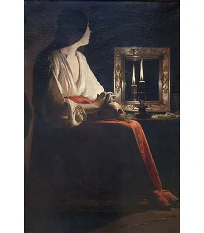 Buyenlarge 'the Penitent Magdalen' By Georges De La Tour Painting Print In Black;red