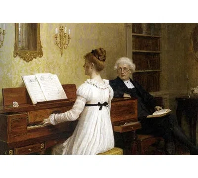 Buyenlarge The Piano Lesson By Edward Blair Leighton Unframed Graphic Art In Brown;beige