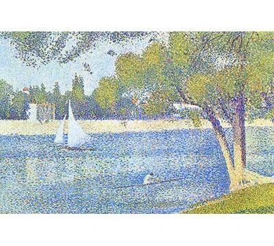 Buyenlarge The Seine By The Island Of Jatte In Spring By George Seurat - Print In Blue;green