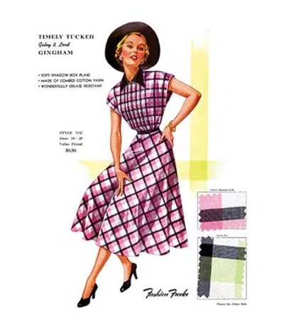 Buyenlarge 'timely Tucked Gingham' By Fashion Frocks Graphic Art In Black;pink