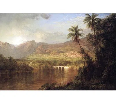 Buyenlarge 'tropical Scene' By Frederic Edwin Church Painting Print In Brown;green