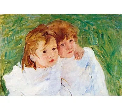 Buyenlarge 'two Sisters' By Mary Cassatt Painting Print In Brown;green