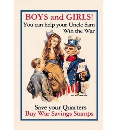 Buyenlarge Uncle Sam - Boys And Girls! - Advertisements Print In Blue;brown;beige