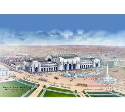 Buyenlarge Union Station - Washington, D.c. 1906 - Graphic Art Print In Blue;brown;green