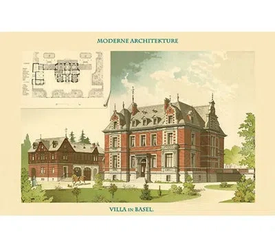 Buyenlarge Villa In Basel Basle Switzerland - Advertisement Print In Green;beige;orange