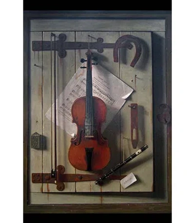 Buyenlarge 'violin And Music' - Picture Frame Print In Gray;red