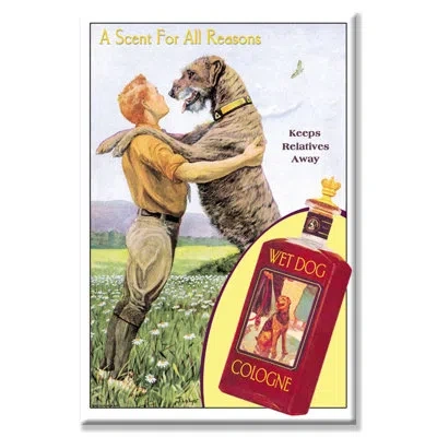 Buyenlarge 'wet Dog Cologne A Scent For All Reasons' Vintage Advertisement On Wrapped Canvas In Brown;green;red