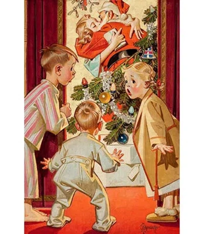 Buyenlarge 'what Is Santa Doing To Mommy?' By Joseph Christian Leyendecker Painting Print In Green;red;beige