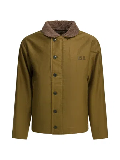 BUZZ RICKSON'S N-1 SHEARLING-COLLAR BUTTON-UP COAT