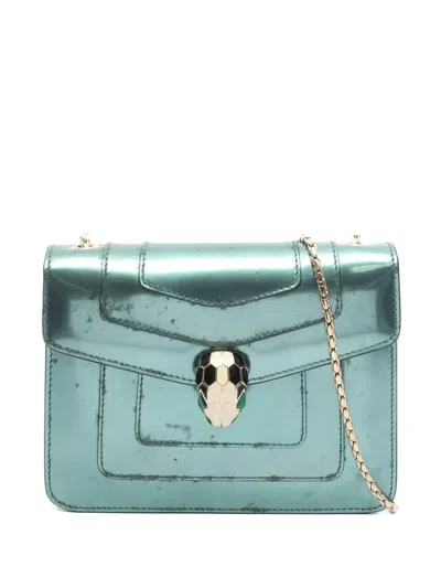 Pre-owned Bvlgari 00s Serpenti Forever Chain-strap Shoulder Bag In Green
