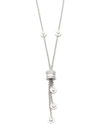 Pre-owned Bvlgari 10's 18kt White Gold B-zero 1 Element Diamond Necklace In 银色